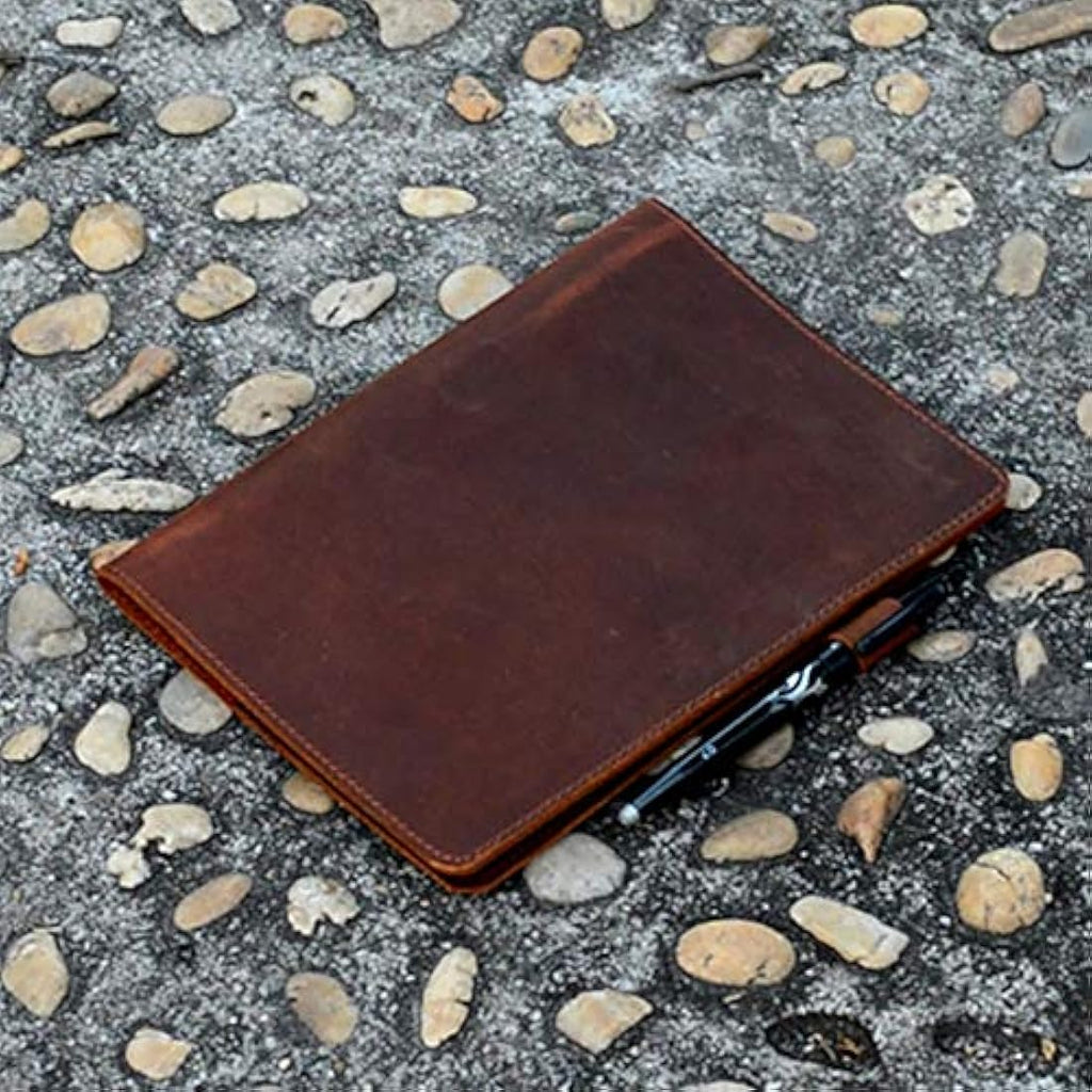 Genuine Leather Rocketbook Cover - A5 Notebook Folio, Brown