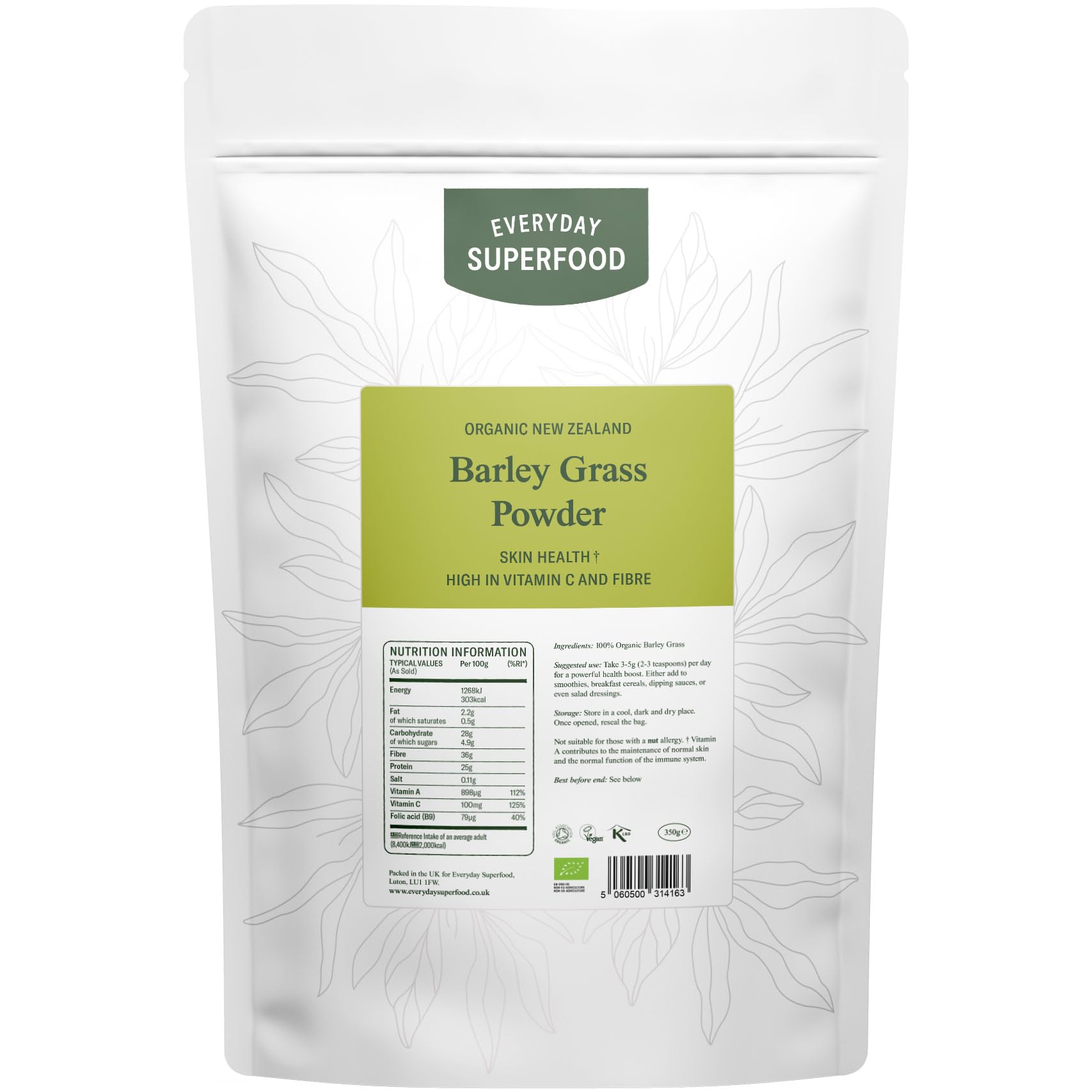 Everyday Superfood Organic New Zealand Barley Grass Powder - 350g
