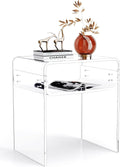 solaround Acrylic Side Table - Modern Clear Nightstand, 40x30x50cm