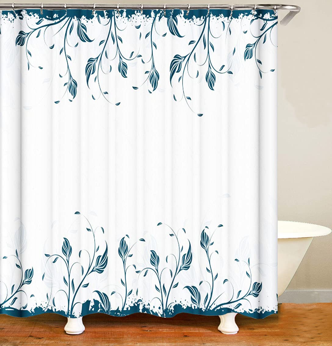 M&W DasDesign Blue Plants Shower Curtain - 180x200cm Waterproof Polyester