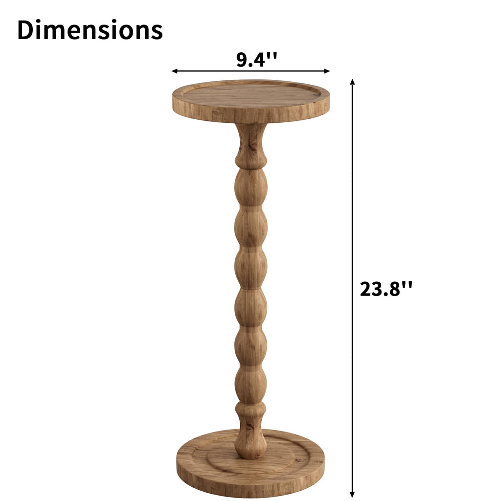 Wooden Round Side Table, Round Bar Table,Small End Table-Dunkle Holzfarbe - image 3