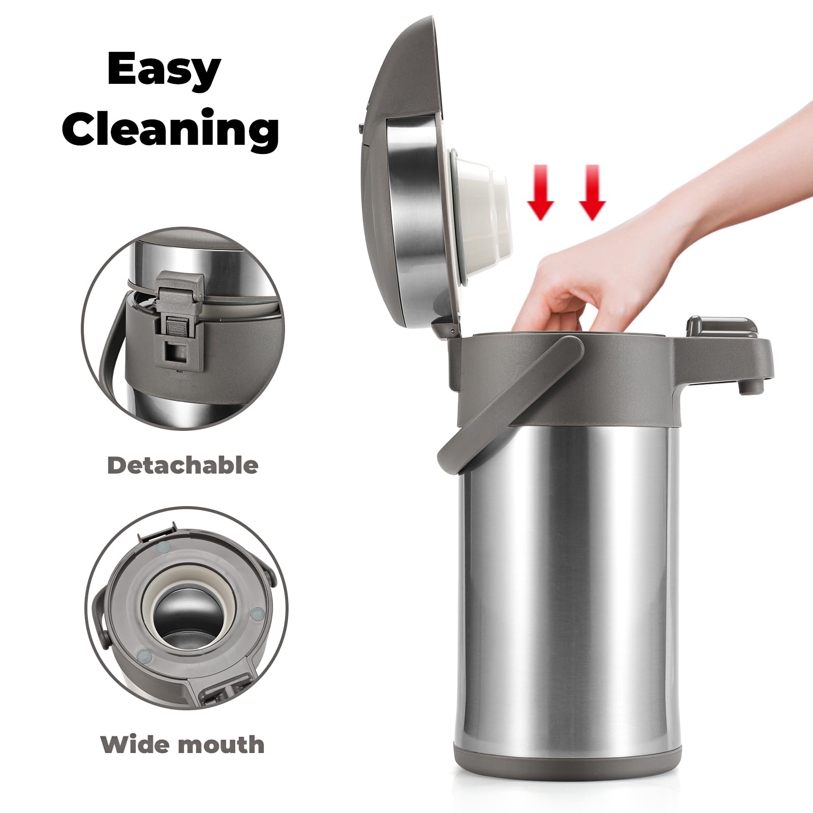 Olerd 3L Stainless Steel Coffee Airpot | Vacuum Insulated Beverage Dispenser