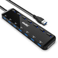 Atolla 7-Port USB 3.0 Hub – Slim Data Splitter with Individual Switches