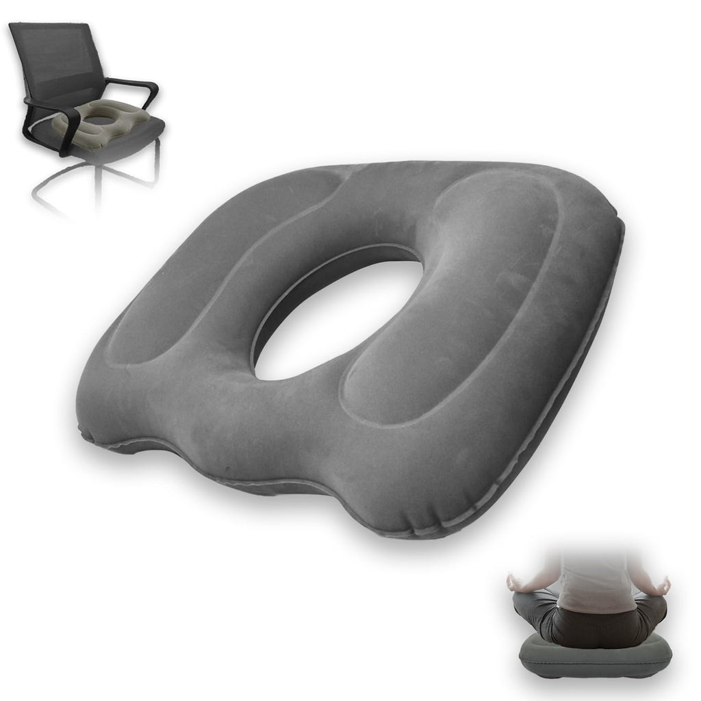ORARTMM Hemorrhoid Seat Cushion, Grey, Inflatable Seat Ring with Coccyx Relief, Orthopaedic Cushion for Surgical Recovery, Sciatica - image 1