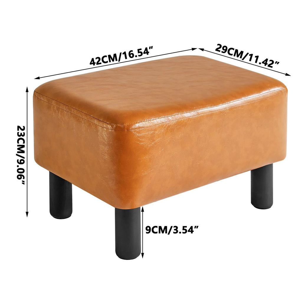 IBUYKE 16.54" Small Footstool PU Leather Ottoman Footrest Modern Home Living Room Bedroom Rectangular Stool, with Padded Seat Pine Wood Legs - image 2