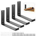 Fippy 4PCS Heavy Duty Floating Shelf Brackets | 200mm Black Iron Supports