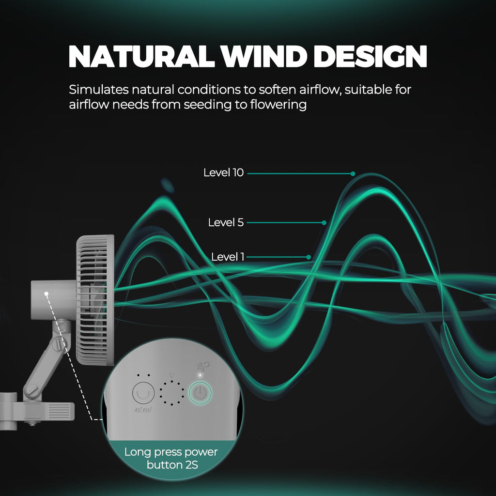 Mars Hydro 6-Inch Oscillating Clip-On Fan for Grow Tent | 10 Speeds