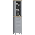 kleankin Tall Slim Bathroom Floor Cabinet – 3-Tier Linen Tower, Grey