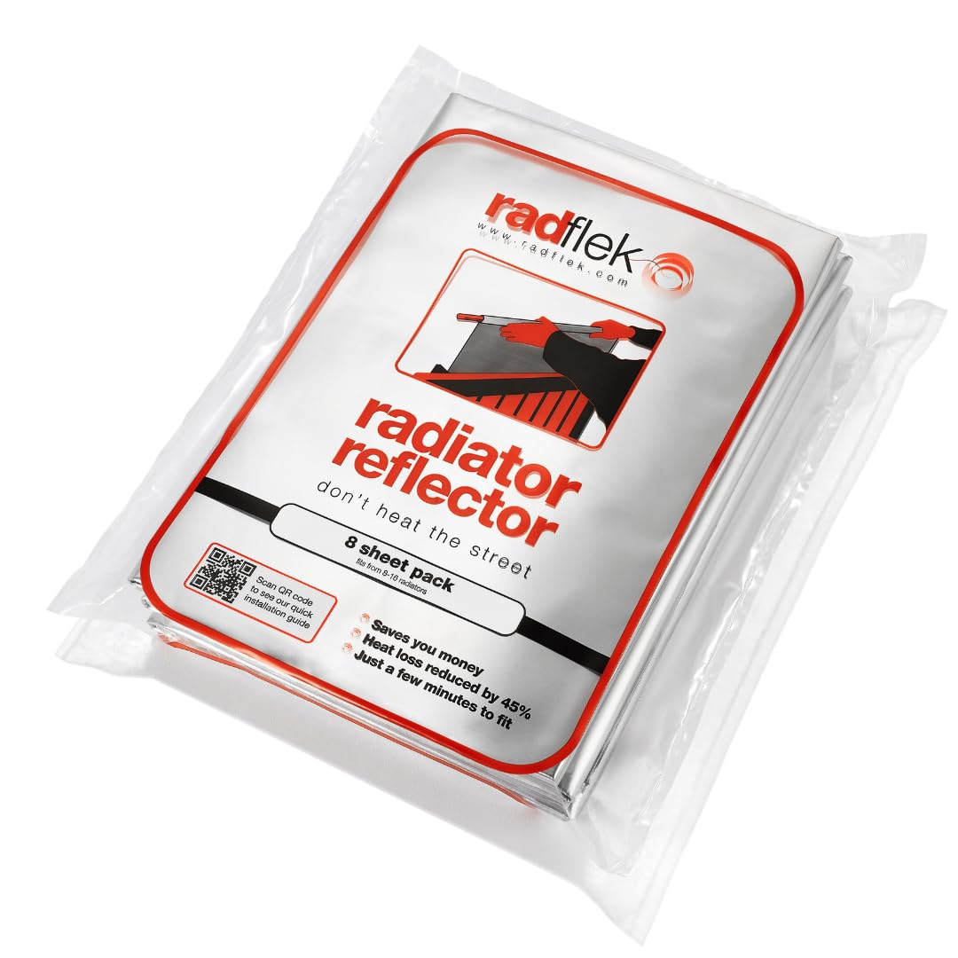 Radflek Radiator Reflector Panels – 8 Pack Heat Reflective Foil Sheets