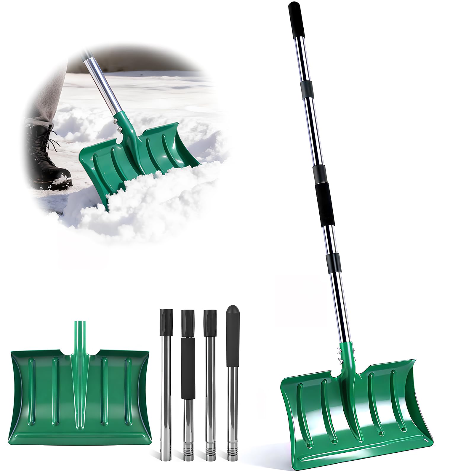 Jolof Store Heavy Duty Metal Snow Shovel – 163cm Long Handle & 41cm Blade