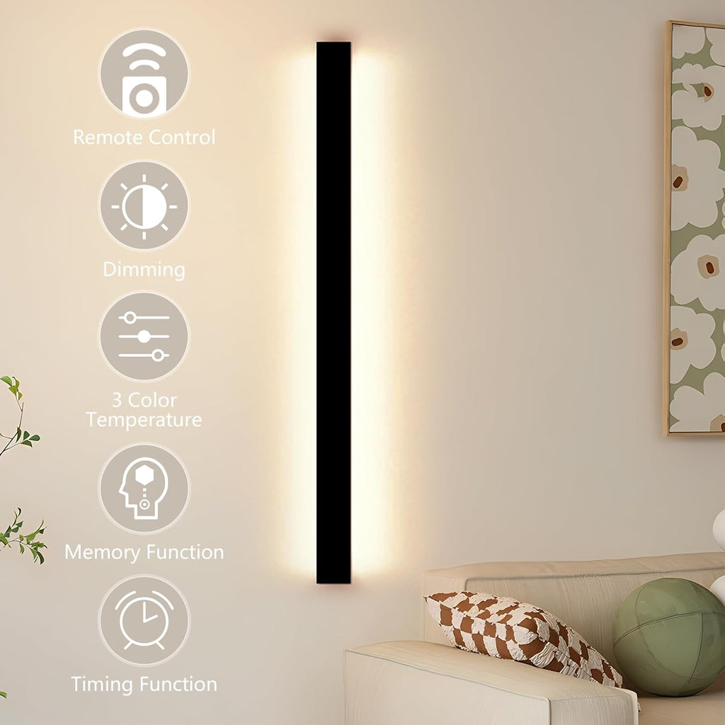 SUCIKORIO LED Wall Light – 100cm Dimmable Smart Strip Sconce | Black