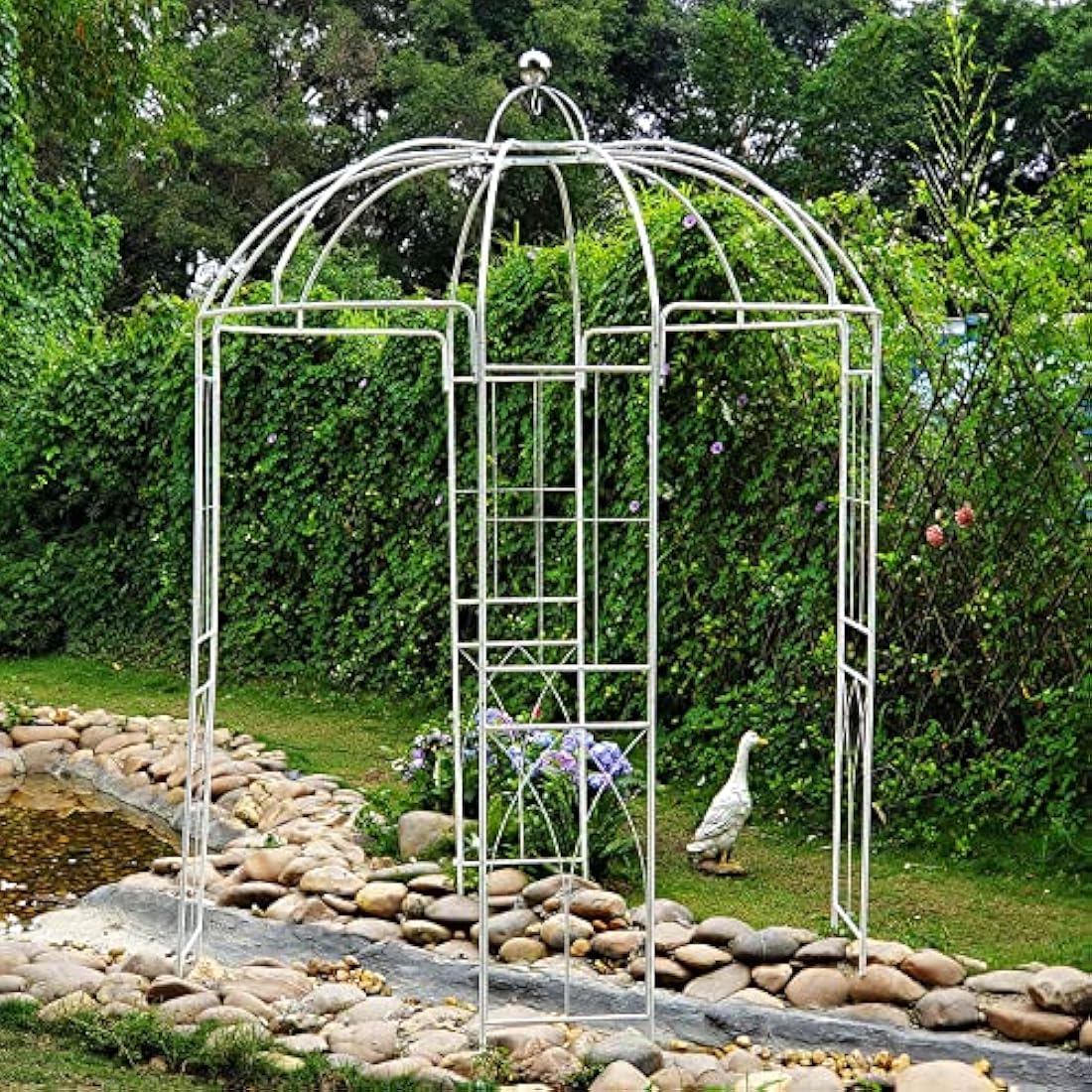 SCENDOR Birdcage Garden Arch Gazebo | 9ft Wrought Iron Wedding Pergola