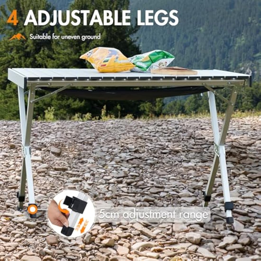 Portal Aluminum Camping Table | Large Folding Height Adjustable Desk