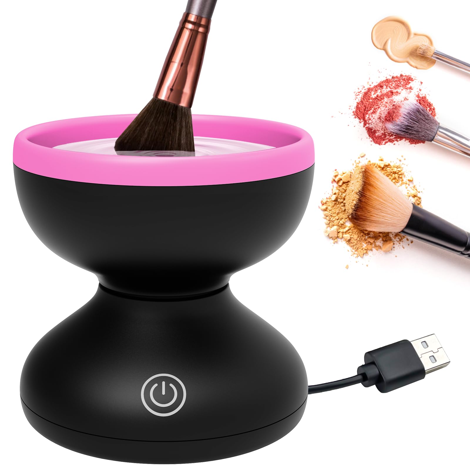 Electric Makeup Brush Cleaner – Portable 3.5" Silicone Bowl