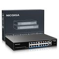 NICGIGA 16 Port Gigabit PoE Switch | 250W Unmanaged Rackmount VLAN