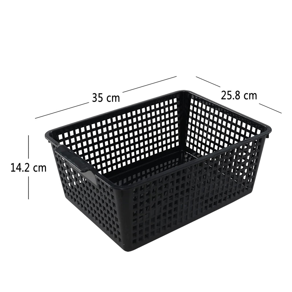 Joyeen Large Stroage Basket, Plastic Kitchen Cupboard Basket Box Set of 4 Black