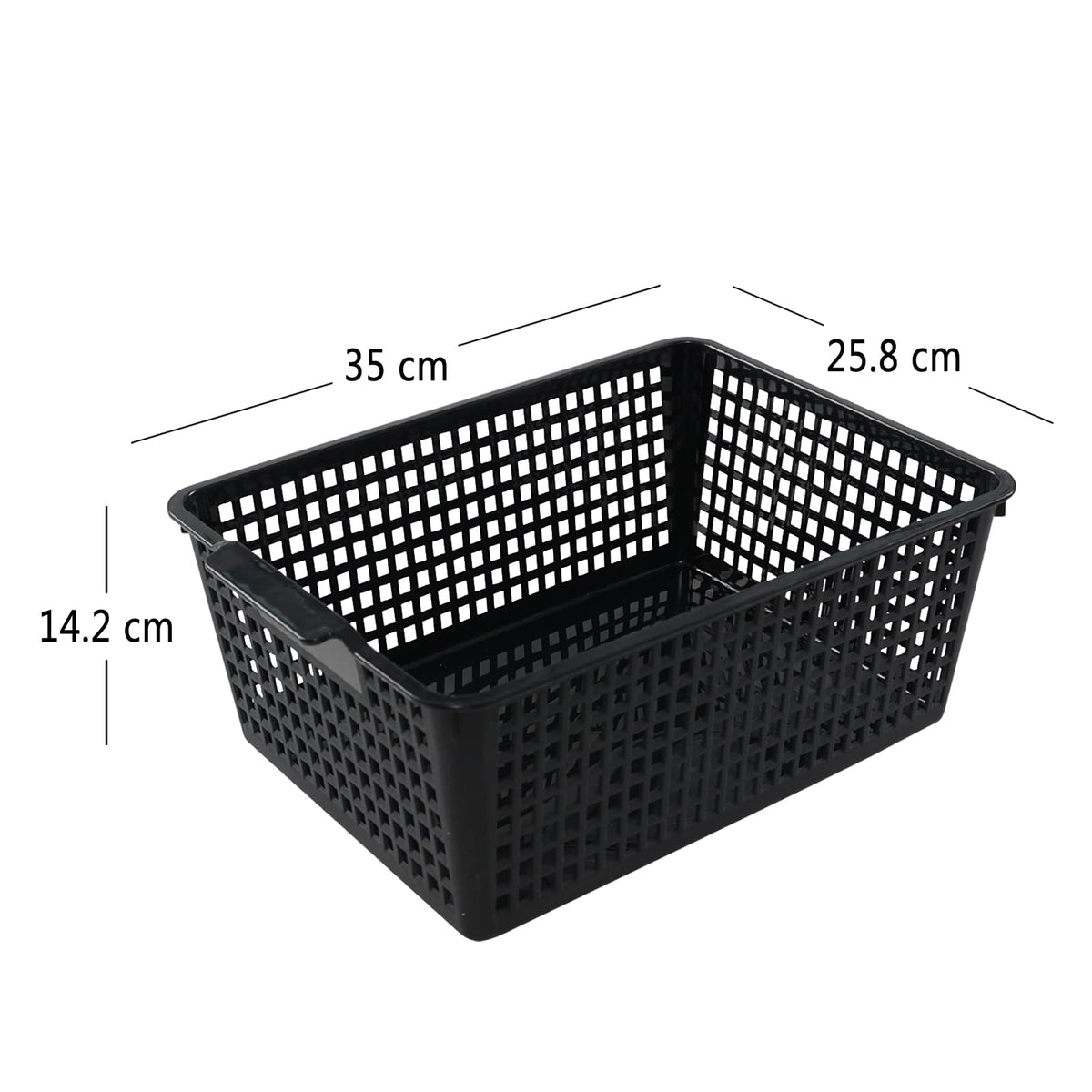 Joyeen Large Stroage Basket, Plastic Kitchen Cupboard Basket Box Set of 4 Black