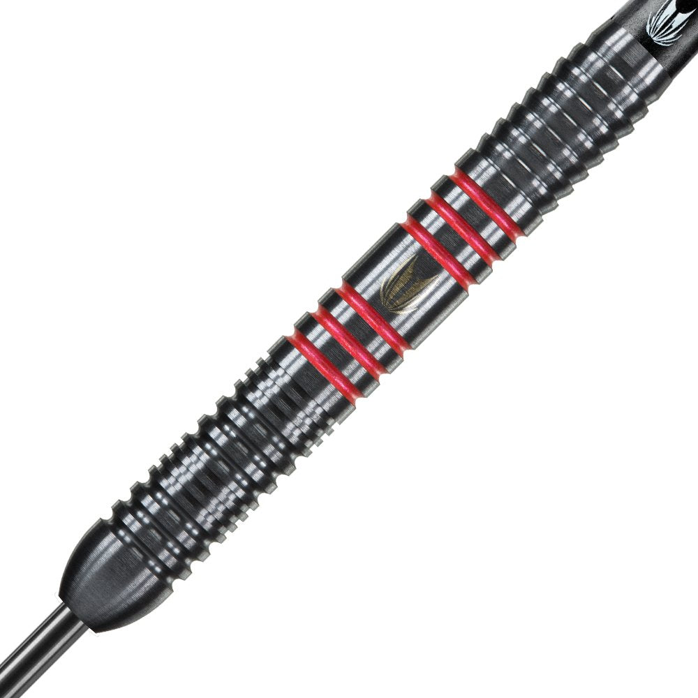 Target Darts Vapor 8 Black Steel Tip Darts Set - 80% Tungsten - 25g Red