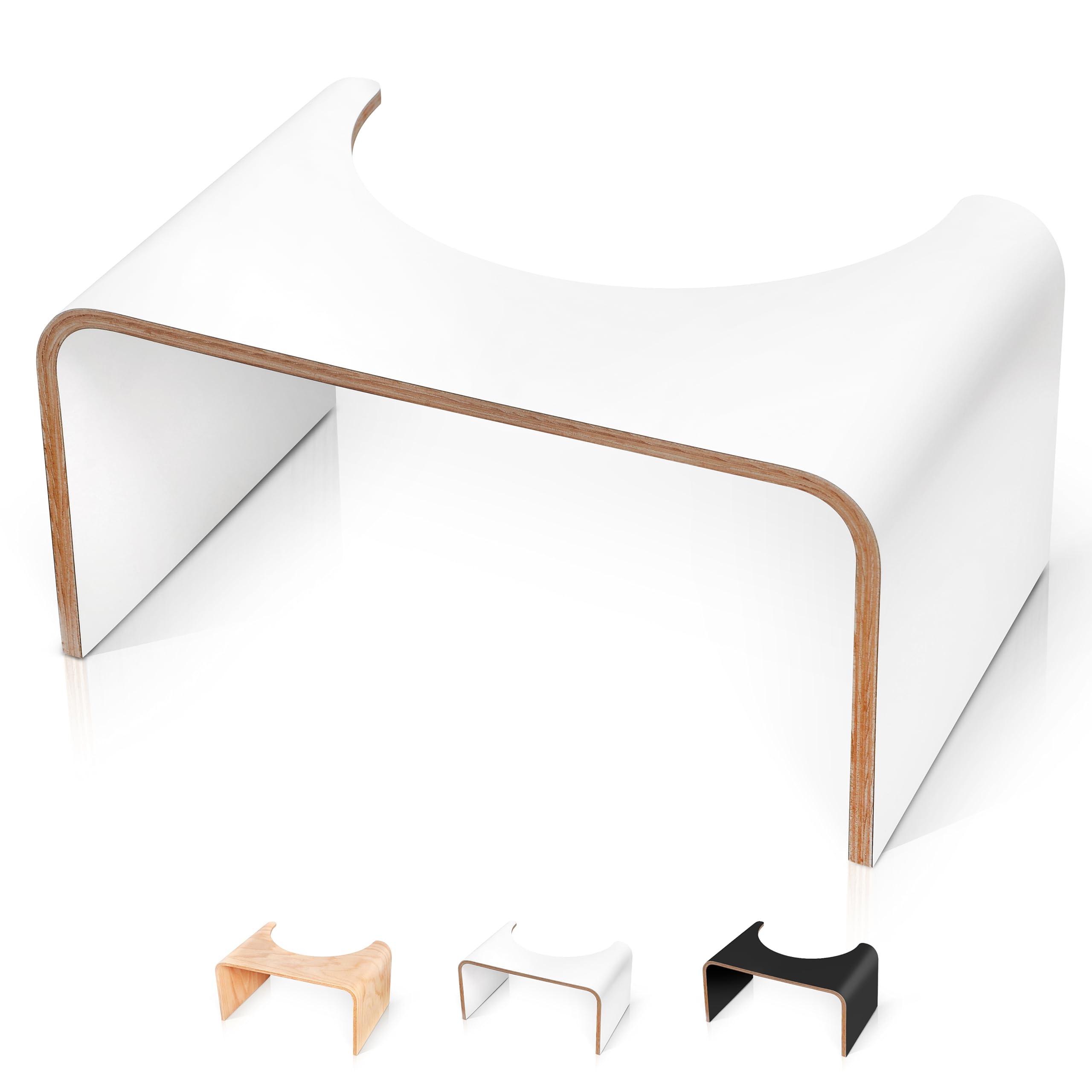 Well Care Wooden Toilet Stool – White Ergonomic Squatting Footrest