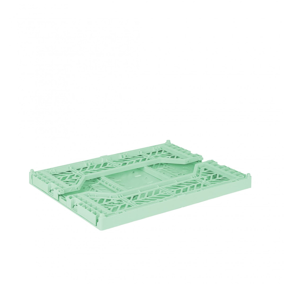 AYKASA Folding Crate, Sturdy Folding Box, Plastic, Stackable, Warm Mint, Midi 40 x 30 x 14 cm