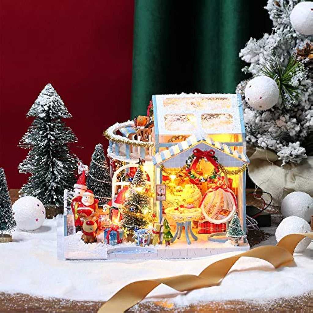 GuDoQi DIY Miniature Dollhouse Kit - Wooden Model with LED Light & Music