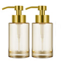 Jolof Store Amber Glass Soap Dispenser 2-Pack | Gold Stainless Steel Pump