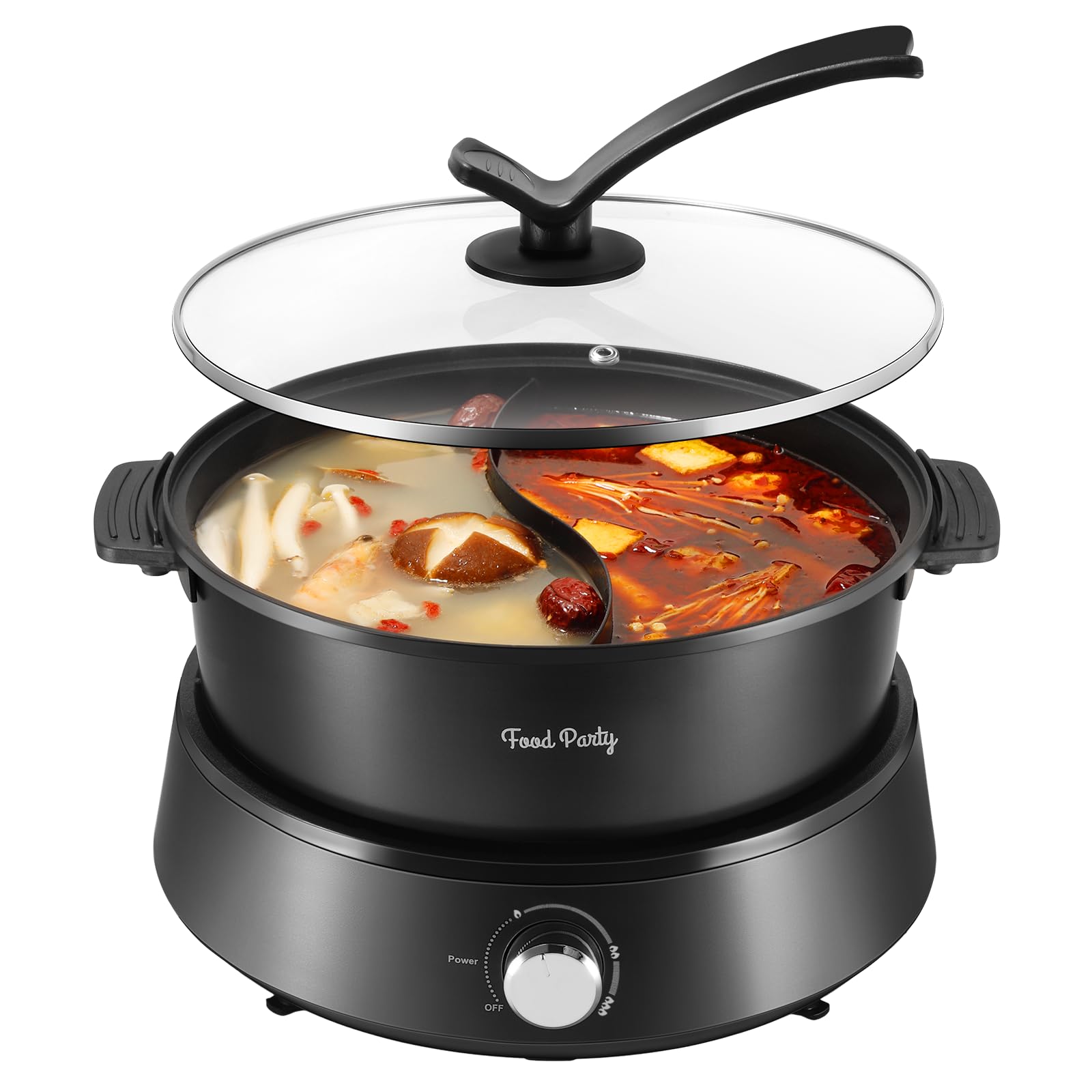 Food Party Electric Hot Pot with Divider – 4L 1350W Fondue Cooker