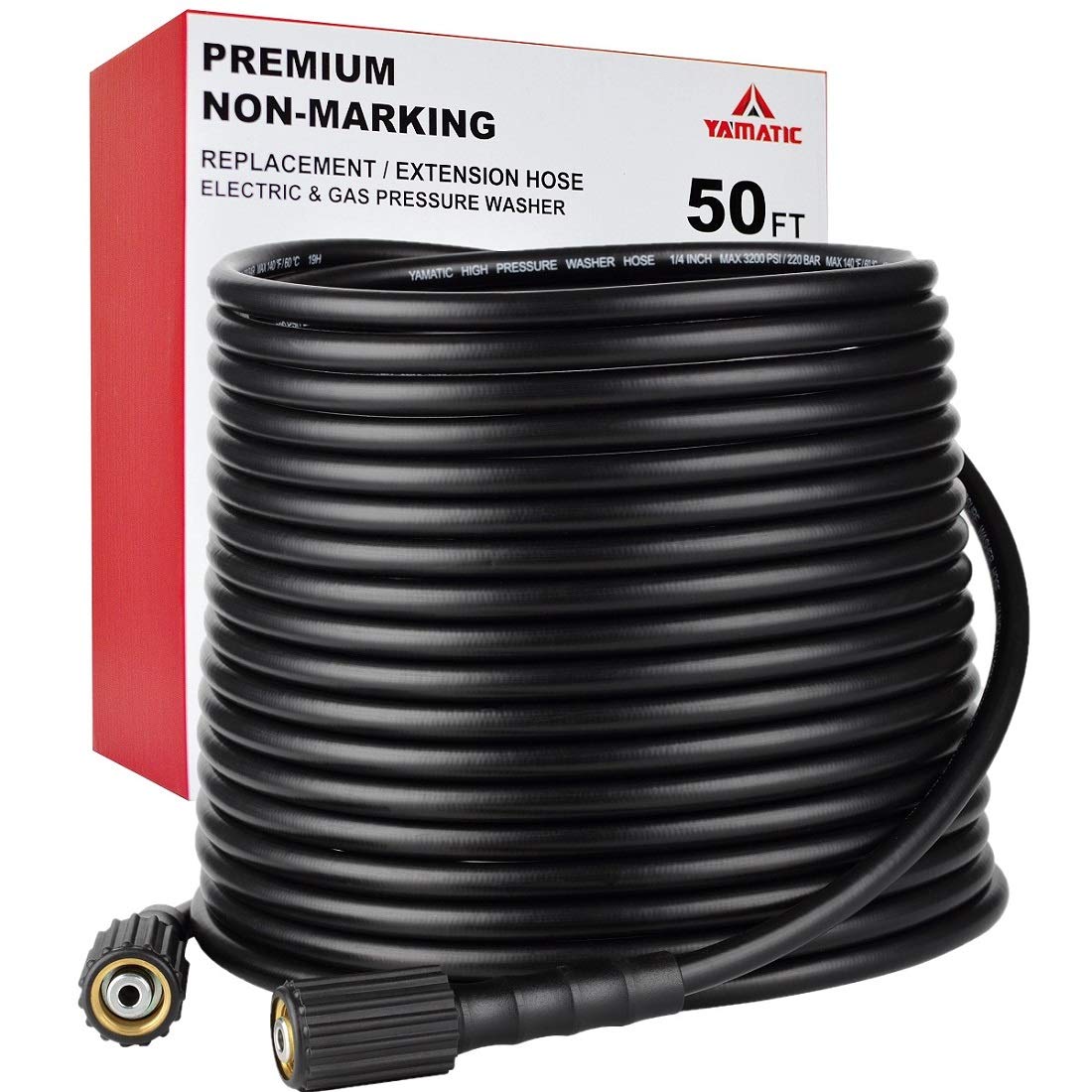 YAMATIC Pressure Washer Hose | 50FT 3200 PSI Kink Resistant M22 Replacement