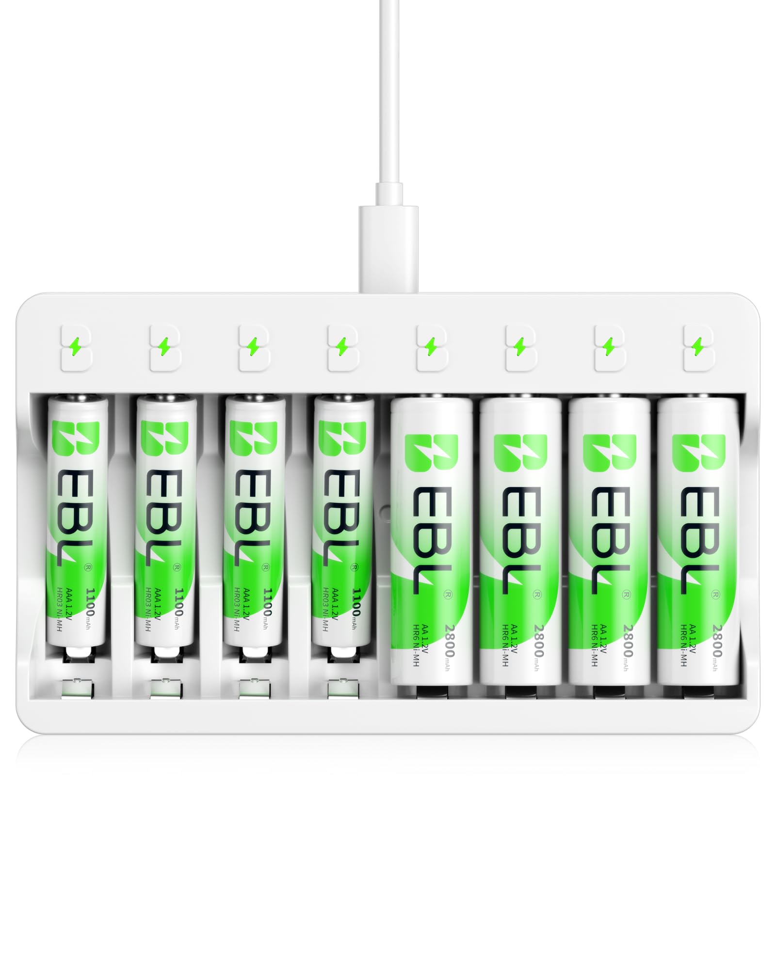 EBL 8-Slot AA AAA NiMH Battery Charger with 8 Rechargeable Batteries