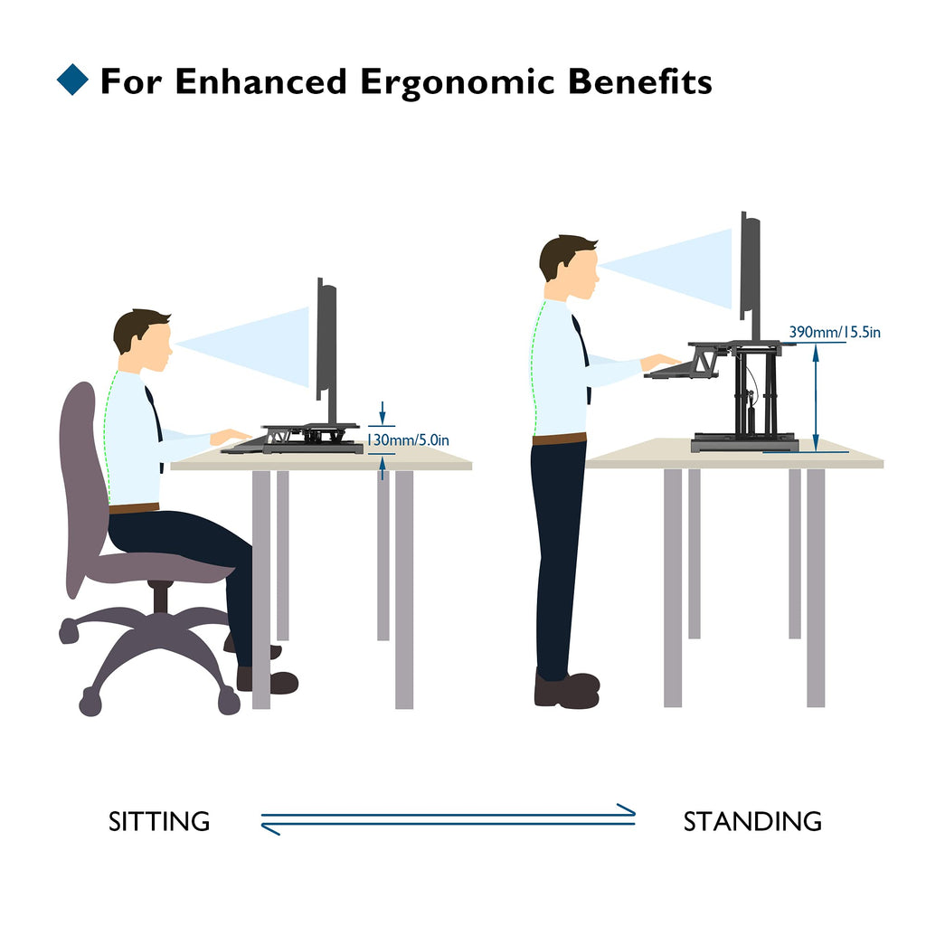 BONTEC Standing Desk Converter | Height Adjustable Sit-Stand Riser