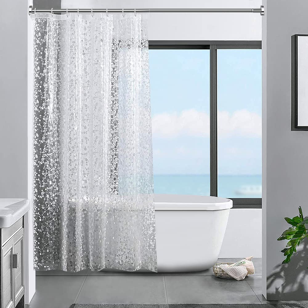 Ecooe 3D Cobblestone Shower Curtain – Waterproof EVA Mildew Resistant