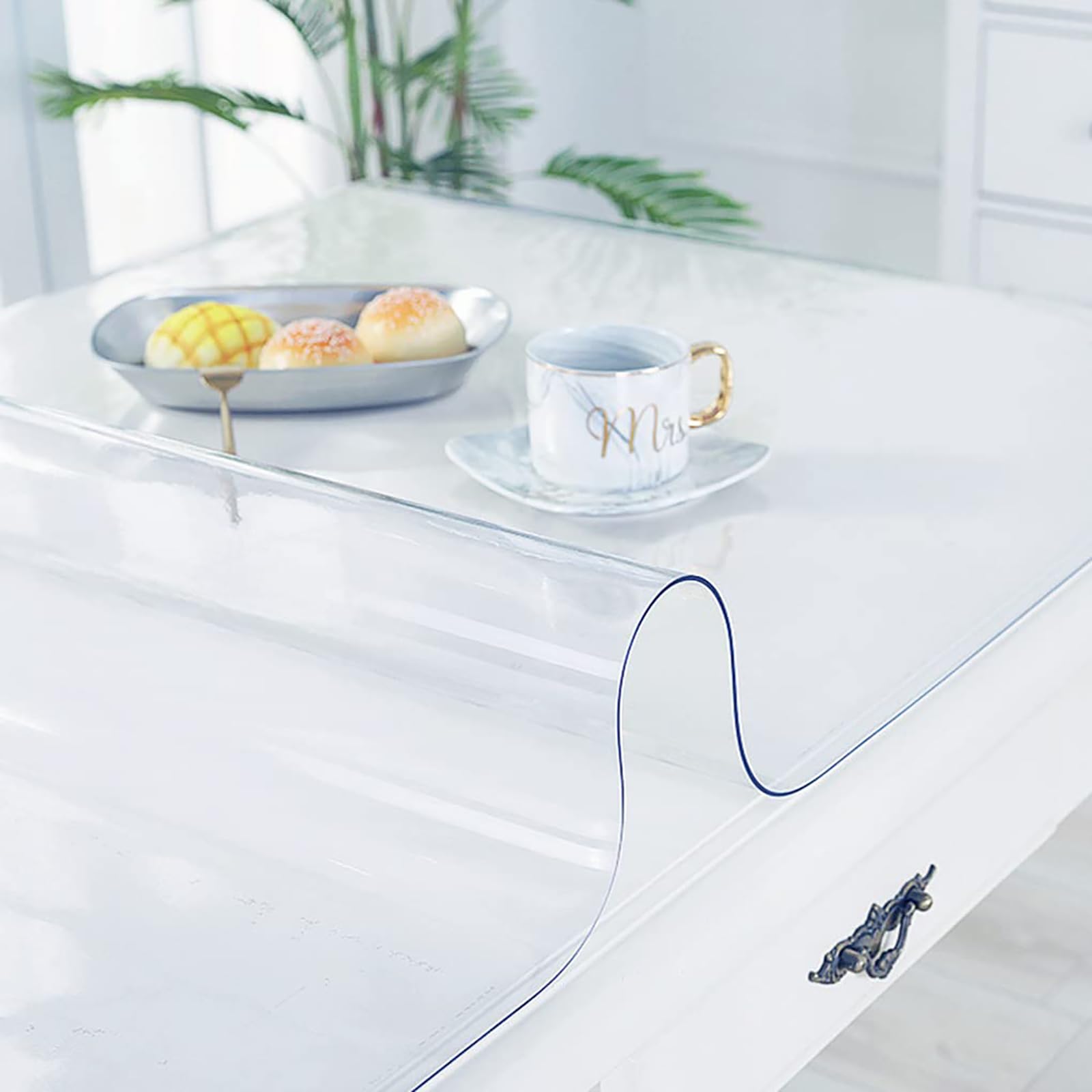 Nisorpa Clear PVC Table Cover Protector | 100x200cm Waterproof 2mm Mat
