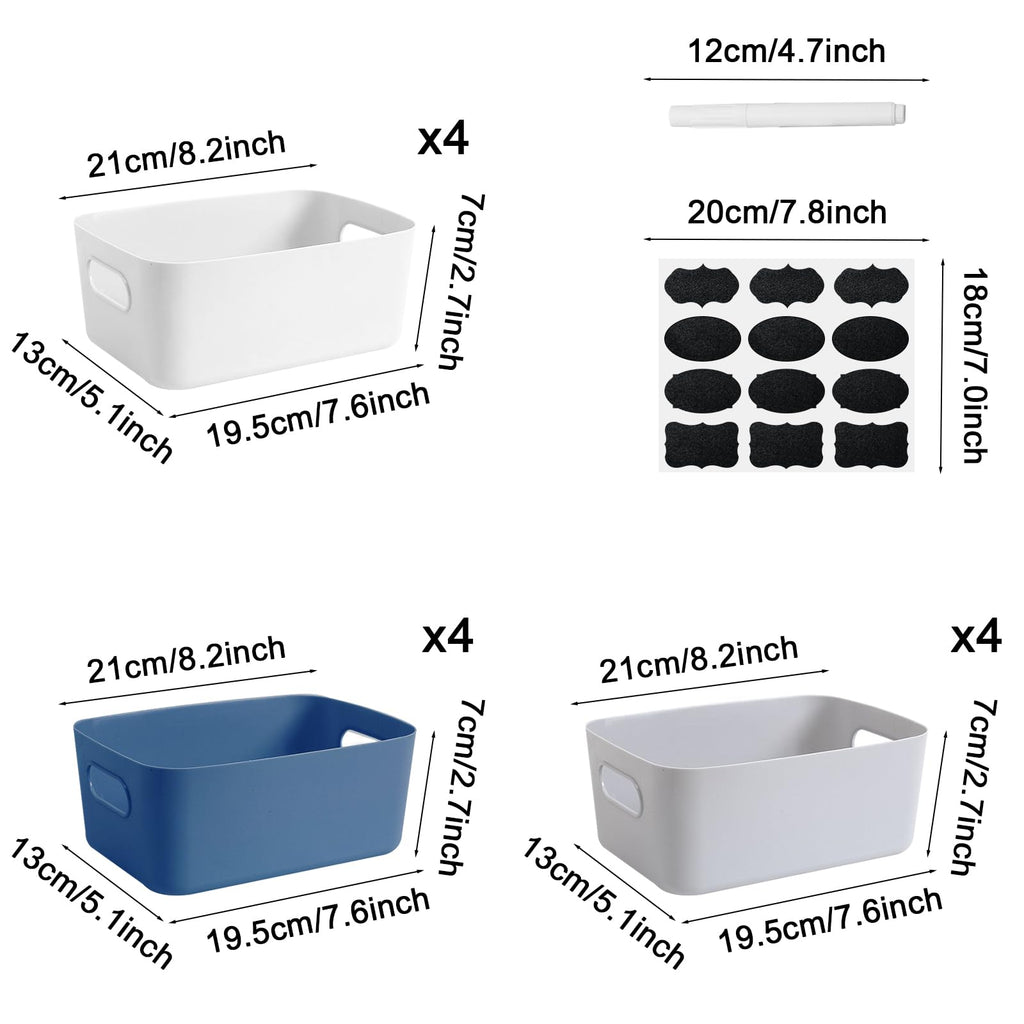 GAOHAN 12 Pcs Plastic Storage Boxes with Handles, 3 Colours Storage Basket - image 2