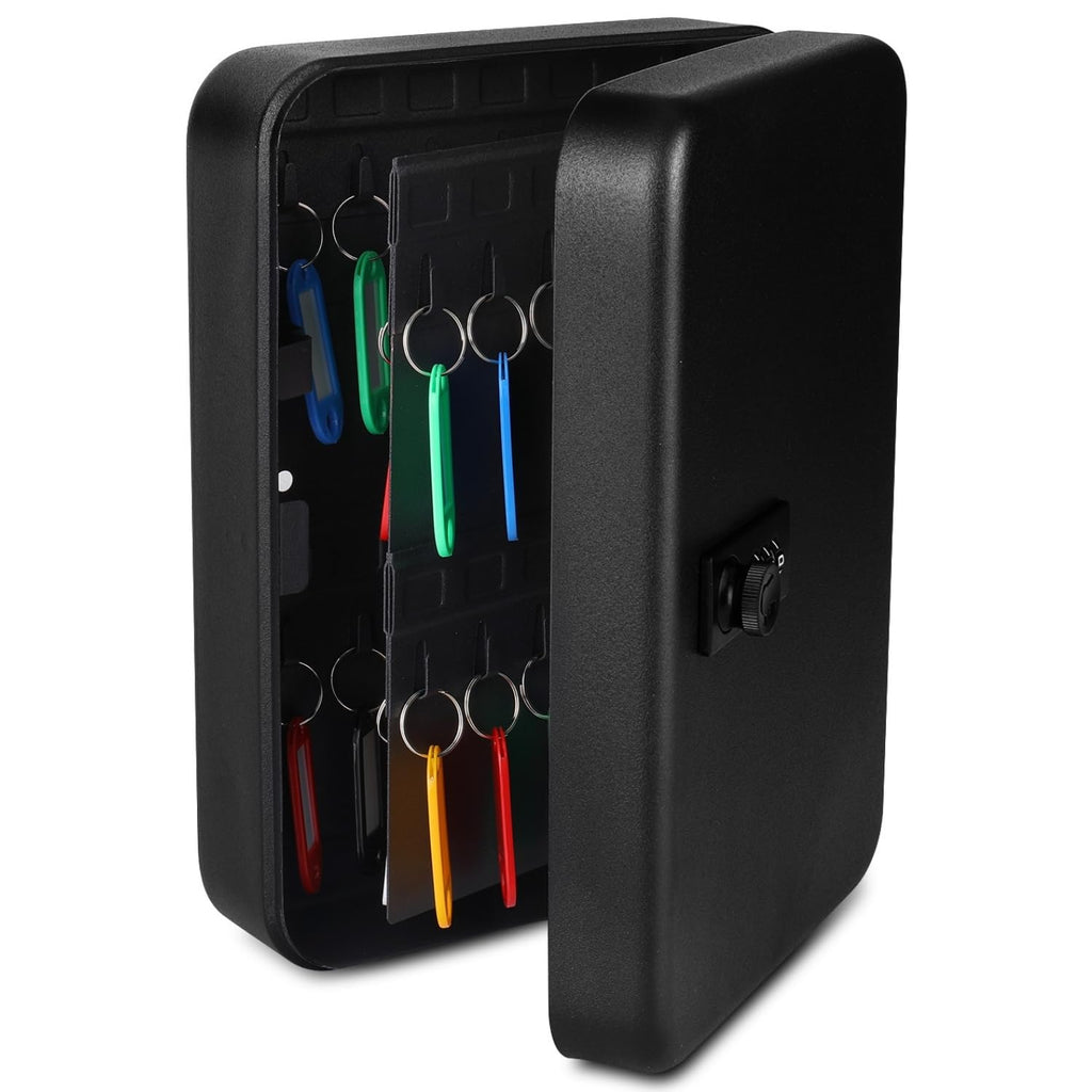 Flexzion Key Box Wall Mount With Code - Black Key Cabinet Lock Box Key Storage Box Wall Mount with Combination Lock - image 1