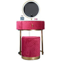 CARME Ibiza Velvet Dressing Table with LED Mirror and Stool – Raspberry