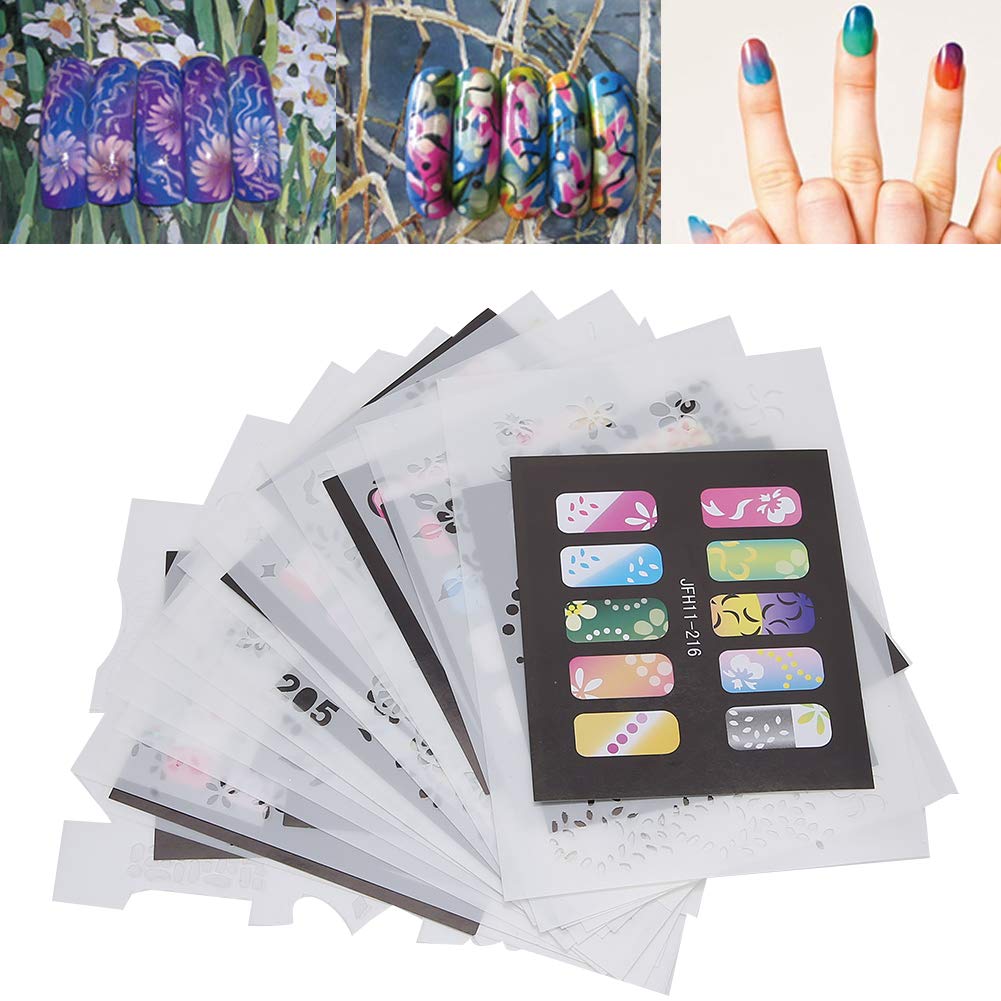 20pcs Reusable Nail Art Stencils | DIY Manicure Stickers
