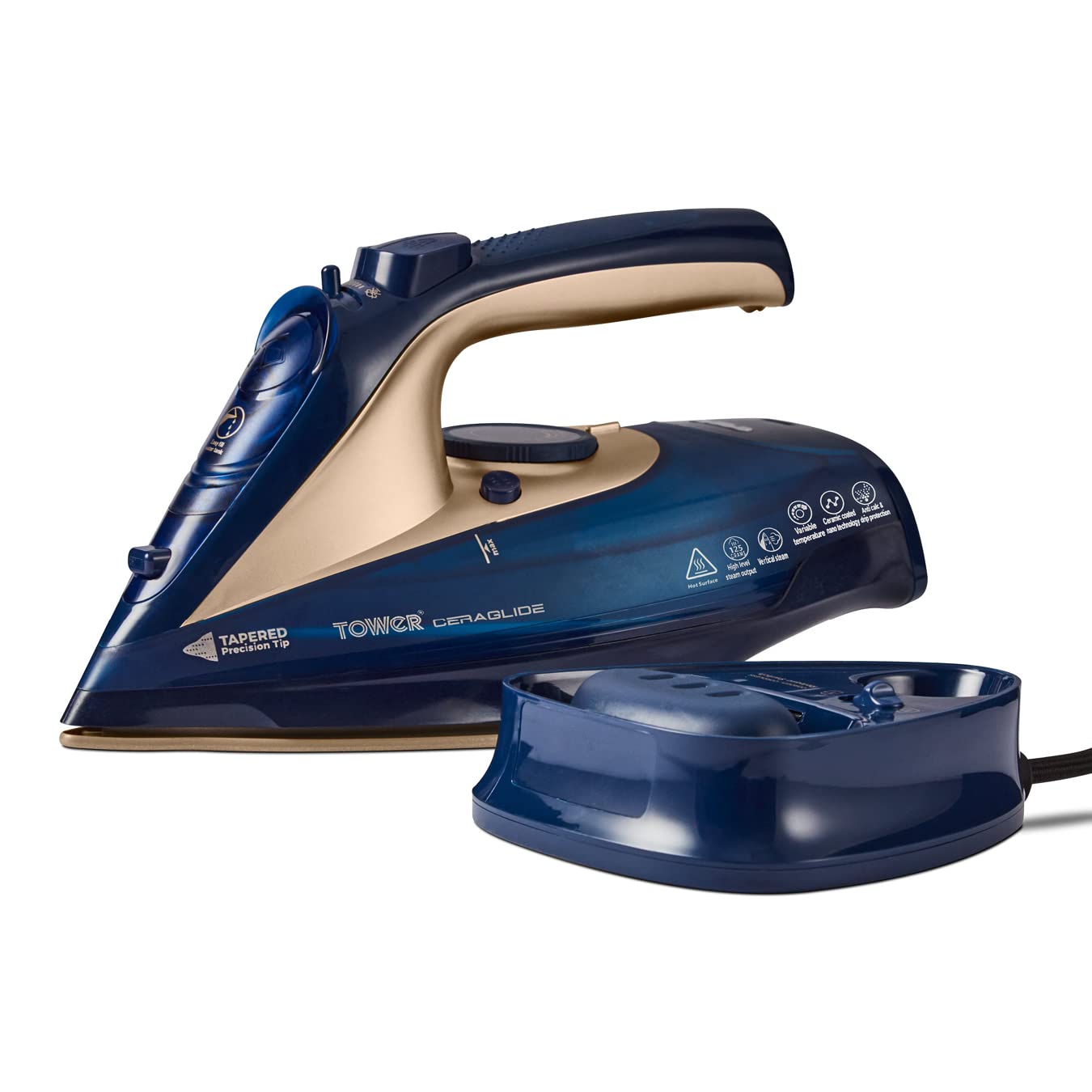 Tower CeraGlide Cordless Steam Iron with Ceramic Soleplate - Blue/Gold