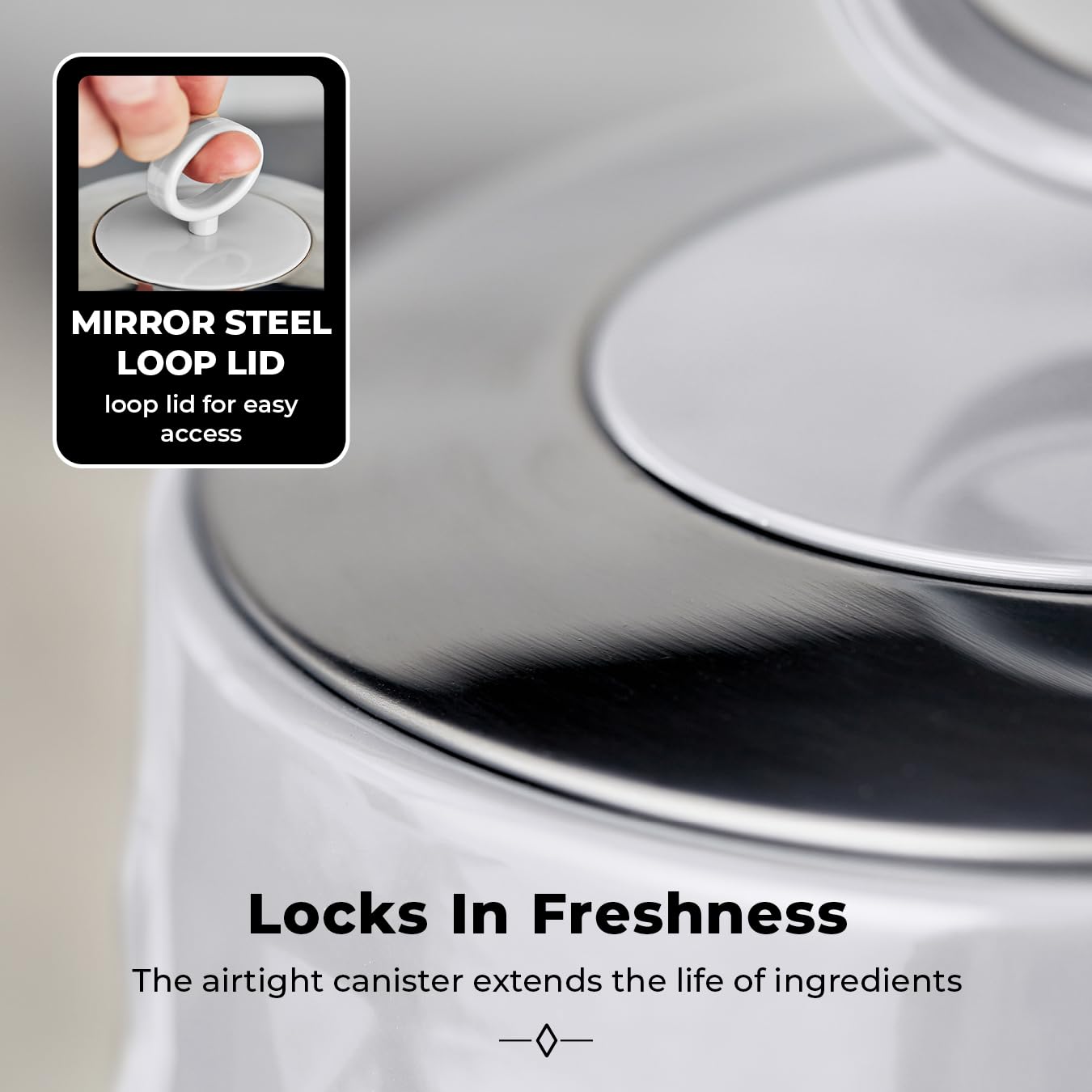Tower Set of 3 Airtight Kitchen Canisters – 1.3L Stainless Steel, White