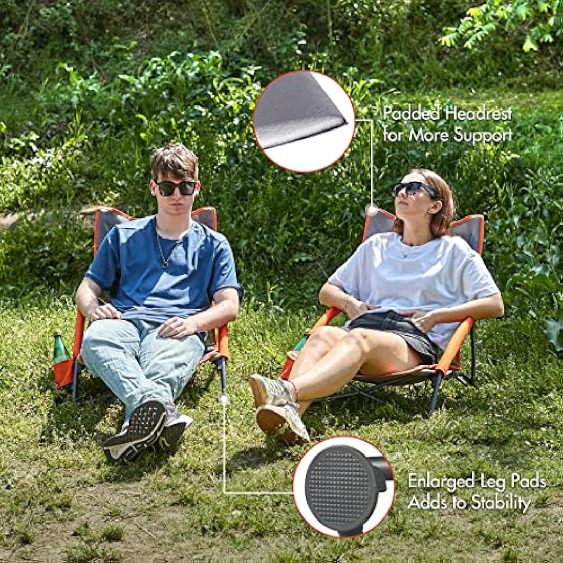 Portal Low Folding Beach Chair | Lightweight Mesh Seat with Cupholder