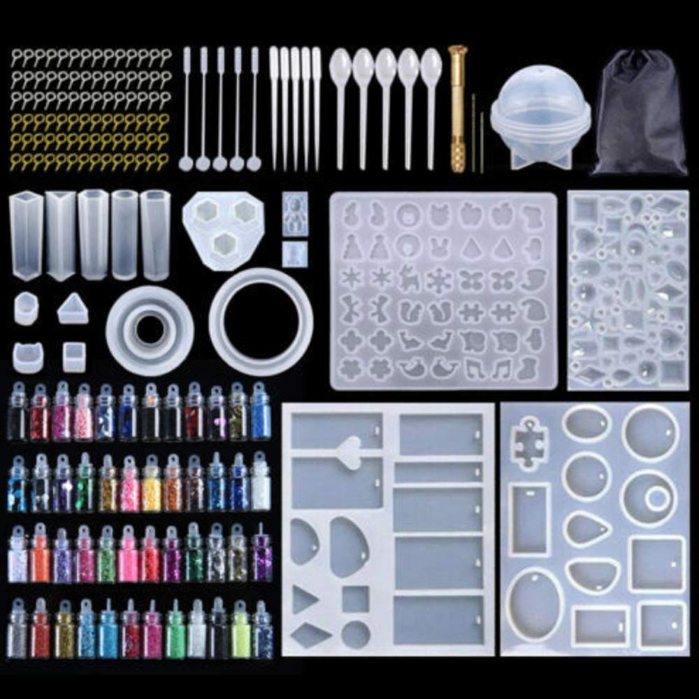 Jolof Store 284Pcs Resin Jewelry Molds Set – Silicone Epoxy DIY Pendant Kit