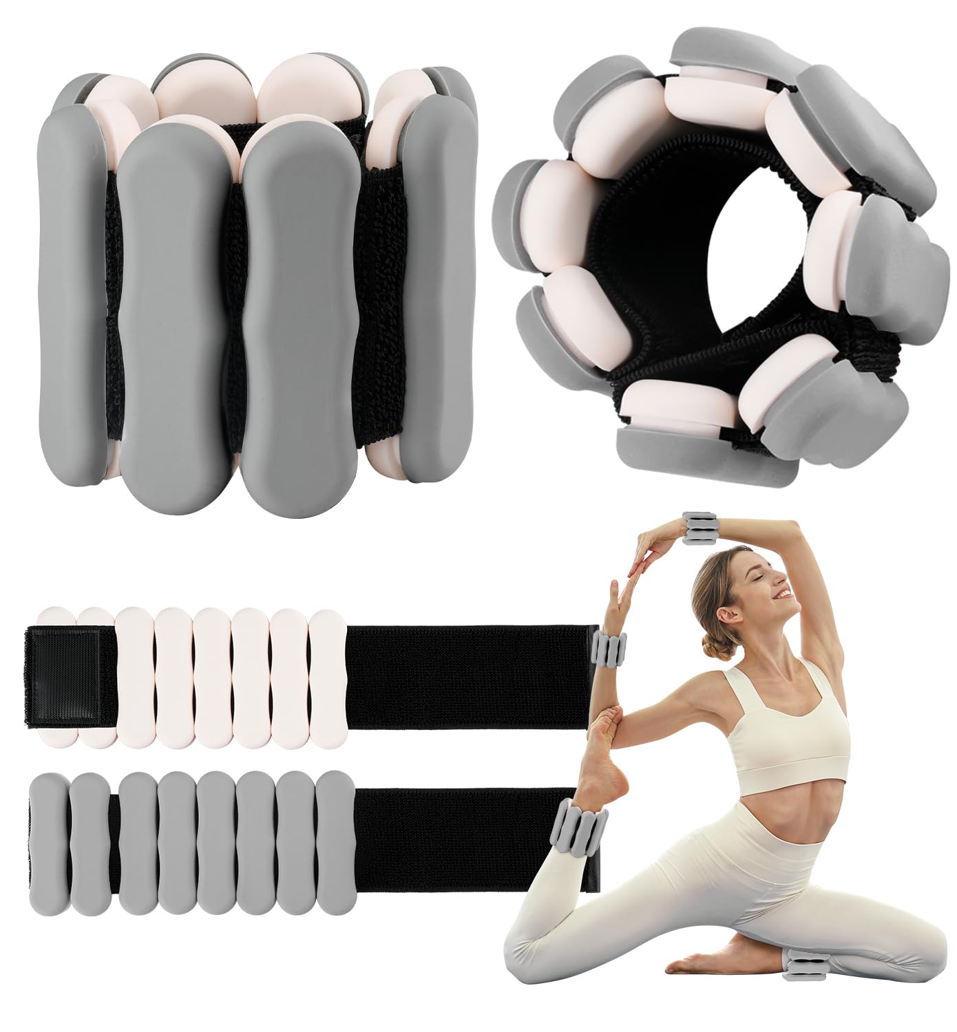 Jolof Store Adjustable Wrist and Ankle Weights - 1.5kg Pair in Grey