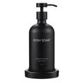 Janxin Glass Dish Soap Dispenser with Ceramic Tray - Modern Black 500ml