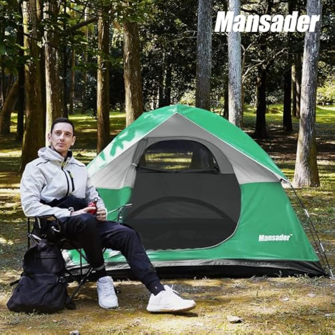 Mansader 2-3 Person Dome Camping Tent – Waterproof Lightweight Hiking Shelter