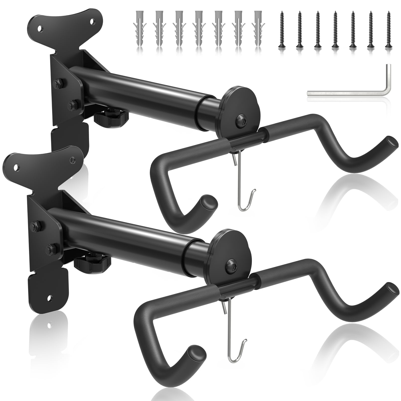 WELDUN Foldable Bike Wall Mount Rack with Helmet Hook - 2 Pack
