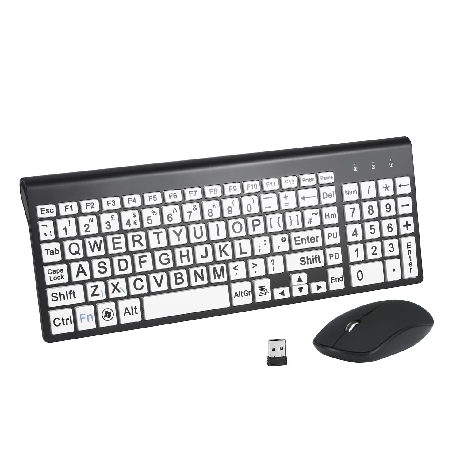 Jolof Store Large Print Wireless Keyboard and Mouse for Low Vision