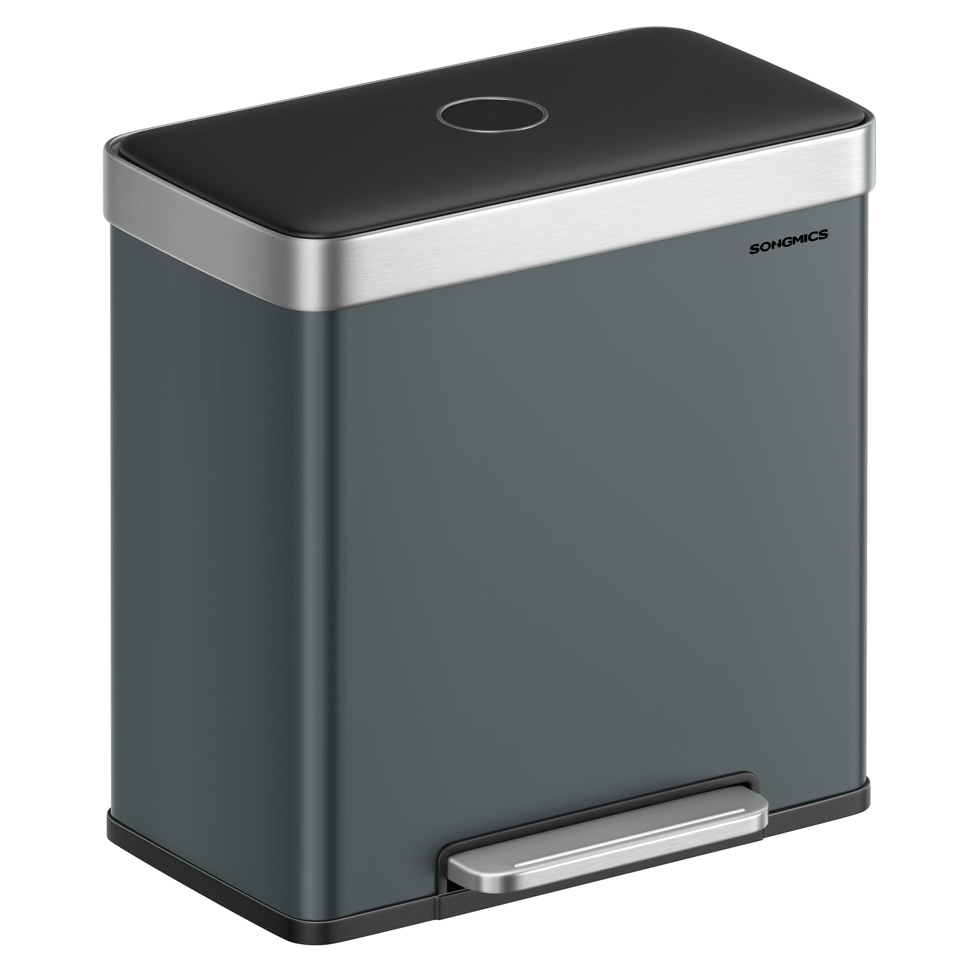 SONGMICS 60L Stainless Steel Kitchen Bin – Dual 30L Recycling Pedal Bin
