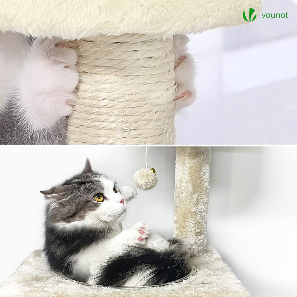 VOUNOT Cat Tree Tower - Multi-Level Condo with Space Capsule, Beige
