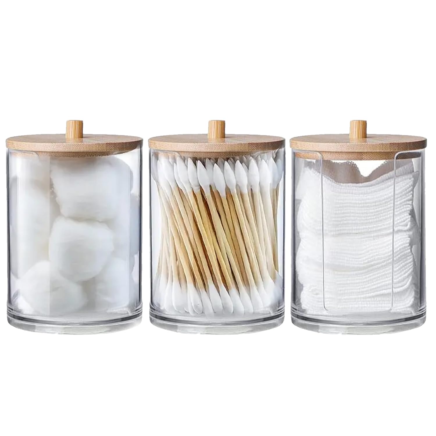 SoapUp 3-Piece Acrylic Bathroom Storage Boxes with Bamboo Lids