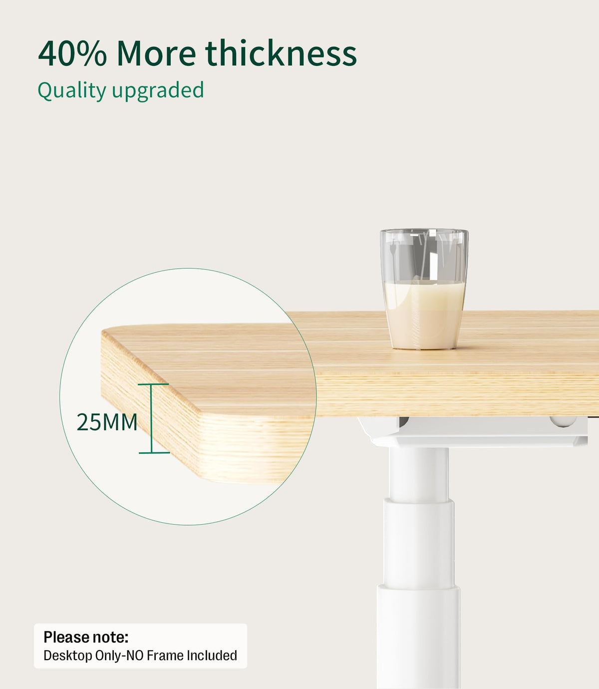 MAIDeSITe Table Top,Desktop for Height Adjustable Electric Standing Desk,Oak,140 * 70 * 2.5 cm - image 3