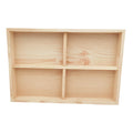 Anktily Unfinished Wooden Storage Divider Box with 4 Compartments, Showcase Display Box Underwear Storage Case Wood Display Tray for Jewellery